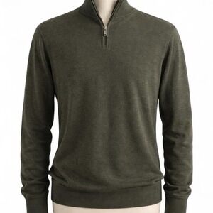 Banana Republic pima cotton cashmere quarter zip sweater olive green size M